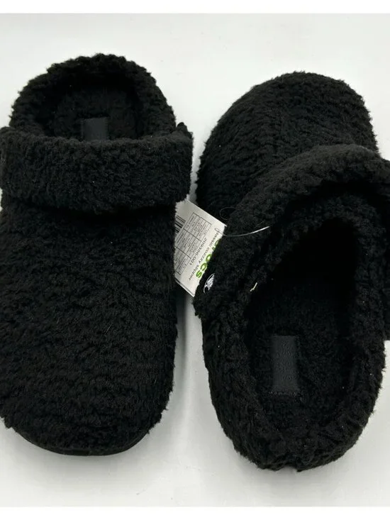 NWT Crocs Men's Classic Black Fleece Cozzzy Fuzzy Slippers Size 8 3290 - Picture 6 of 15